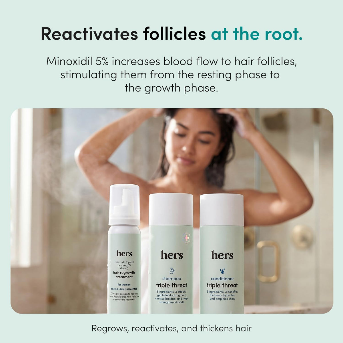 HIMS & HERS conditioner texture close-up showing creamy hydration for smoother hair