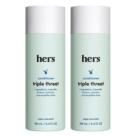 hims & hers front bottle shows Triple Threat Conditioner for nourishing hair