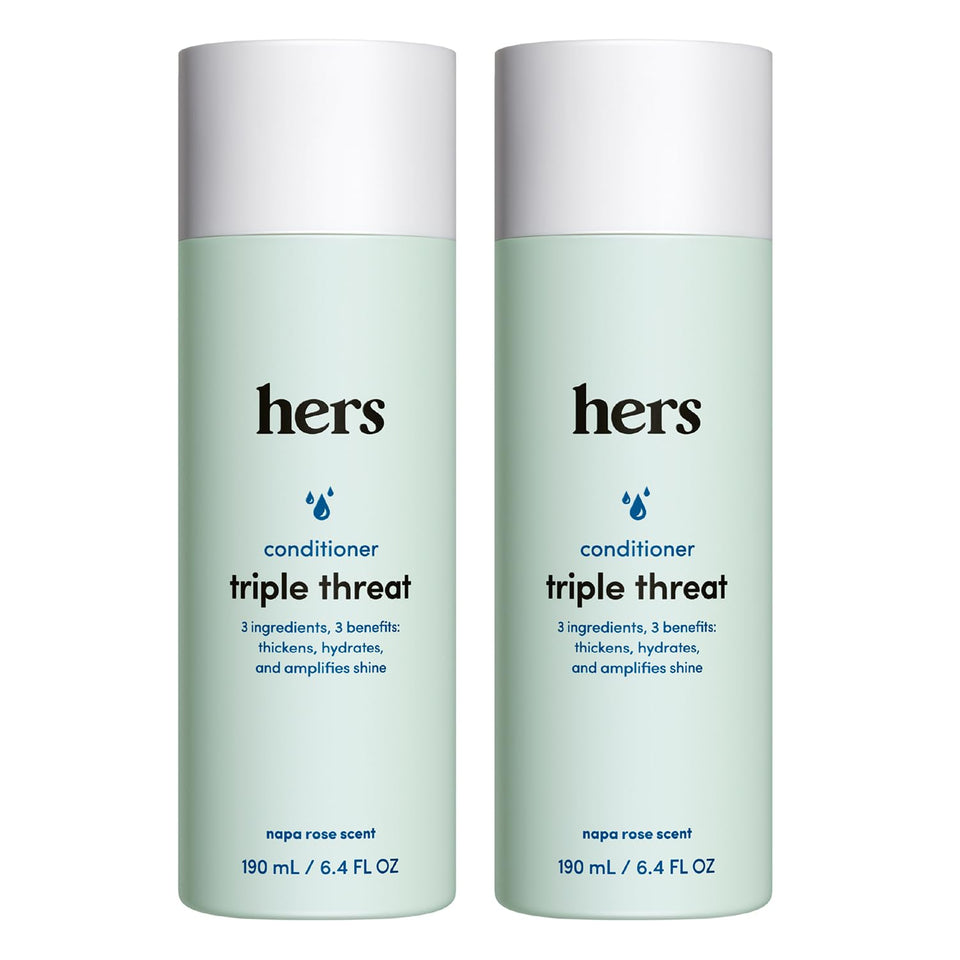 hims & hers front bottle shows Triple Threat Conditioner for nourishing hair