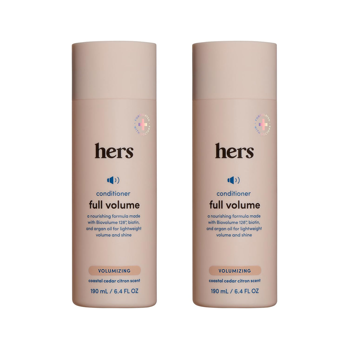 HIMS & HERS full volume conditioner front bottle showing label and scent benefit