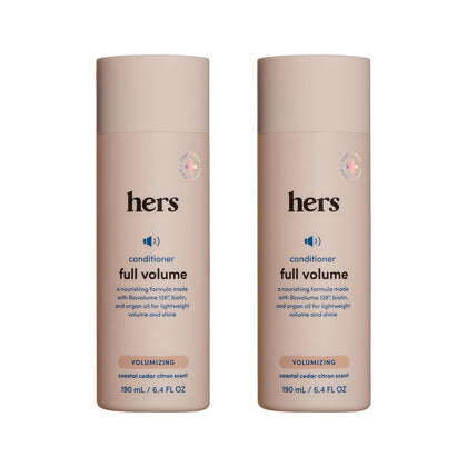 HIMS & HERS full volume conditioner front bottle showing label and scent benefit