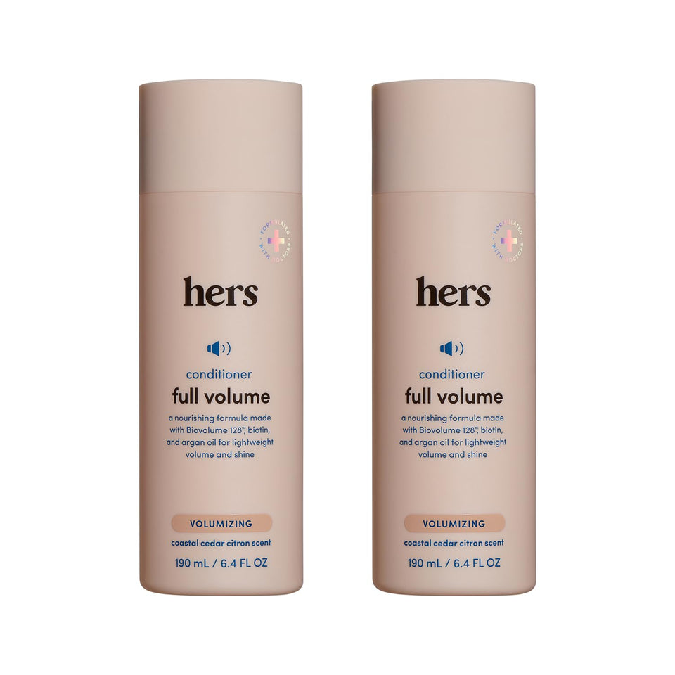 HIMS & HERS full volume conditioner front bottle showing label and scent benefit