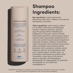 HIMS & HERS shampoo rinsing in shower demonstrating gentle cleansing