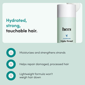 hims & hers close-up label and pump showing easy dispensing and clarity