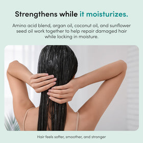 hims & hers creamy conditioner texture demonstrating moisturizing slip