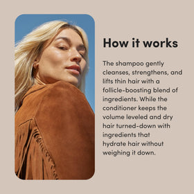 HIMS & HERS shampoo texture close-up suggesting lightweight lather