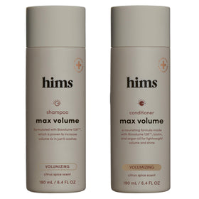 hims Max Volume front packaging showing sleek bottles and scent benefit