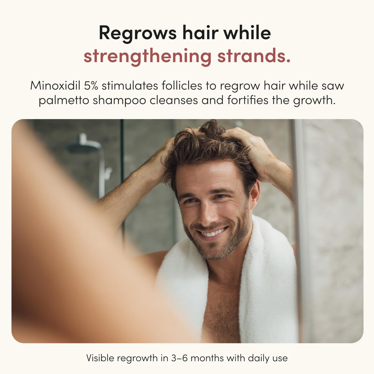 hims dropper releasing minoxidil serum onto fingertip for targeted use