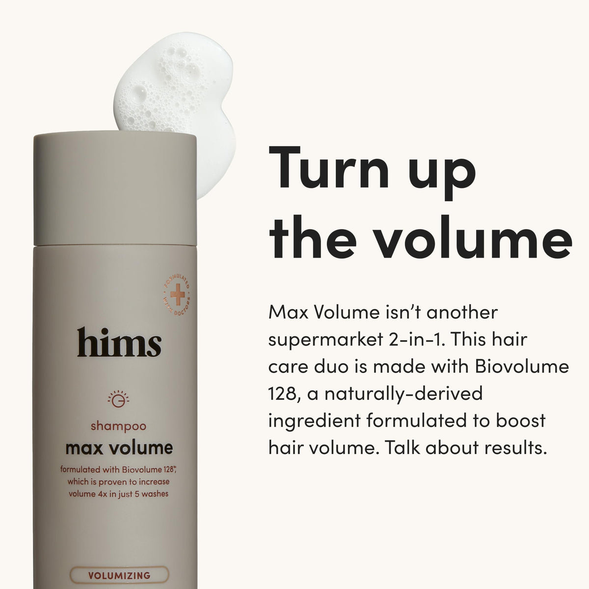 hims shampoo pump closeup illustrating easy dispensing and clean benefit