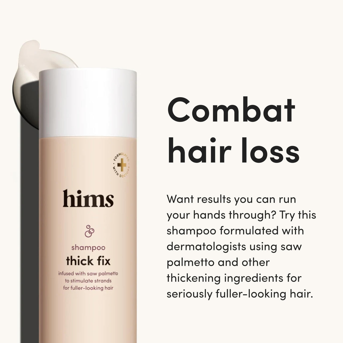 hims shampoo pump closeup highlighting texture and gentle lather