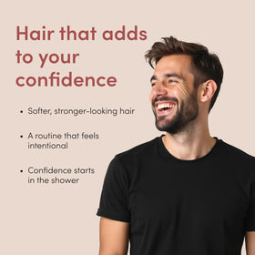 hims shampoo two-pack styled in a bathroom setting showing value and routine-ready presentation