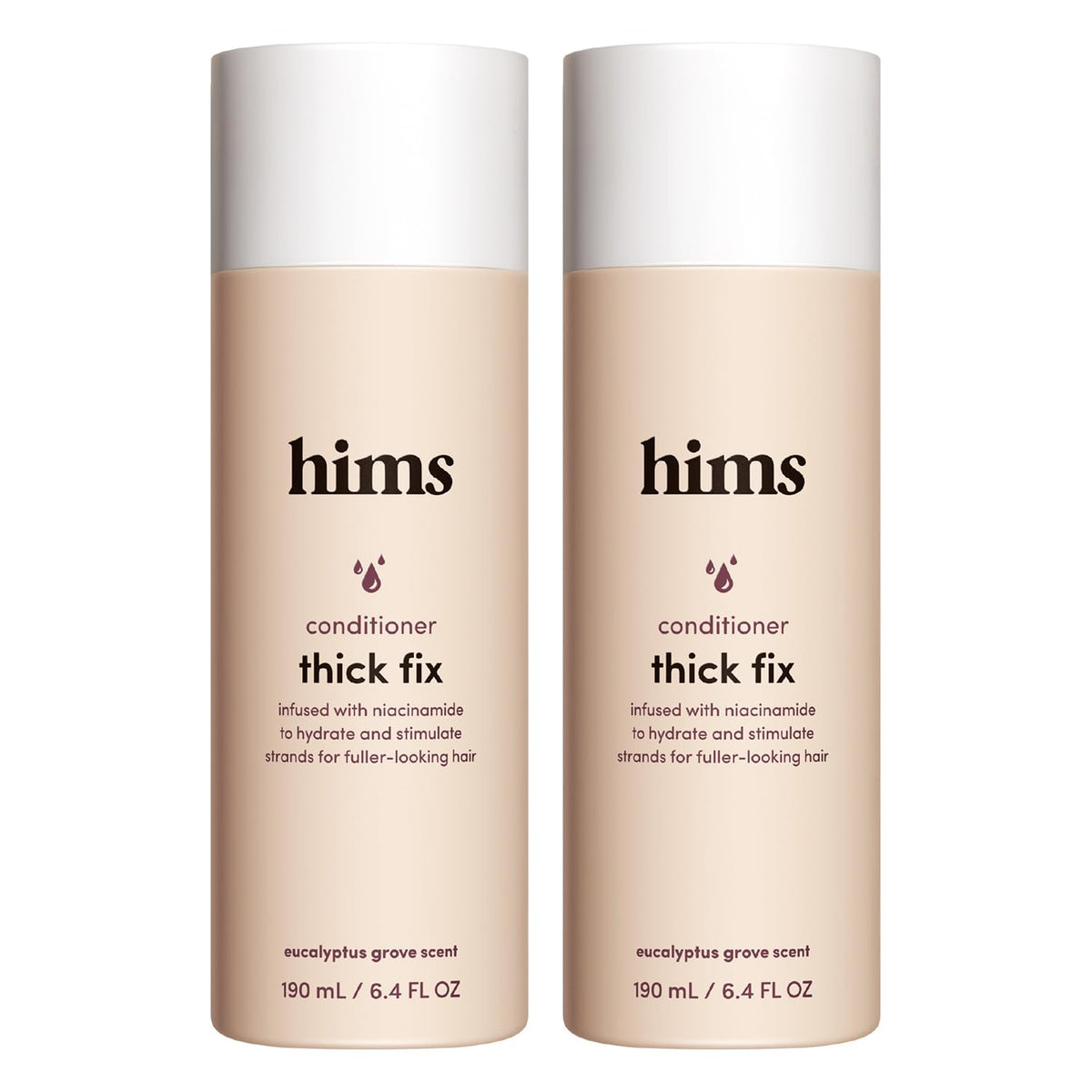 HIMS & HERS front packaging showing bottle and label, benefits of fuller hair