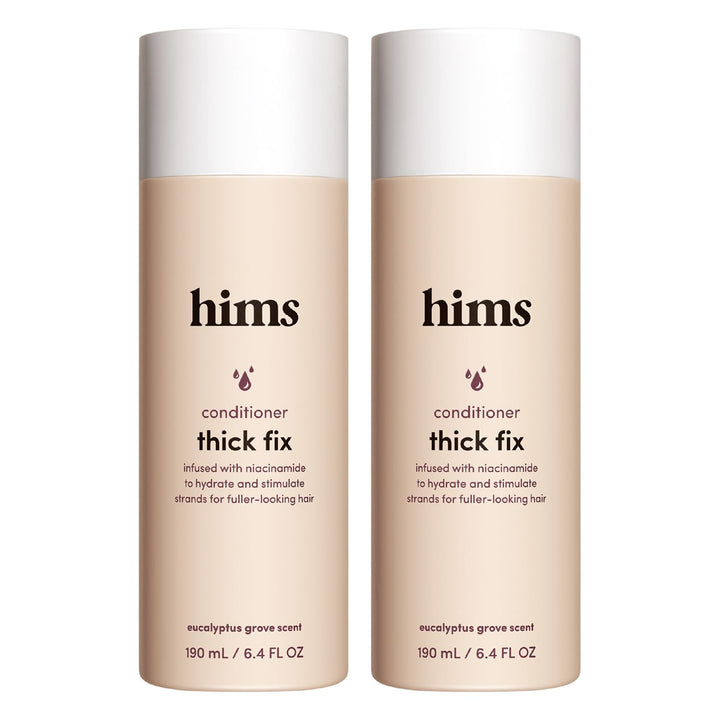 HIMS & HERS front packaging showing bottle and label, benefits of fuller hair