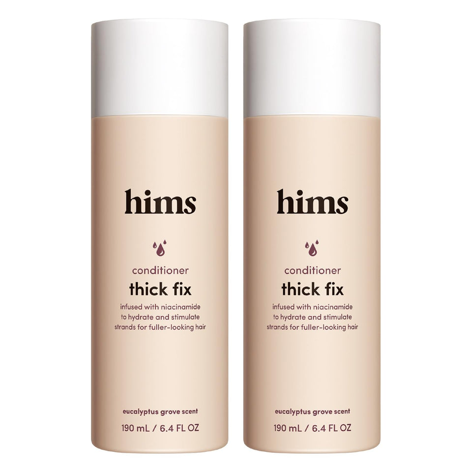 HIMS & HERS front packaging showing bottle and label, benefits of fuller hair