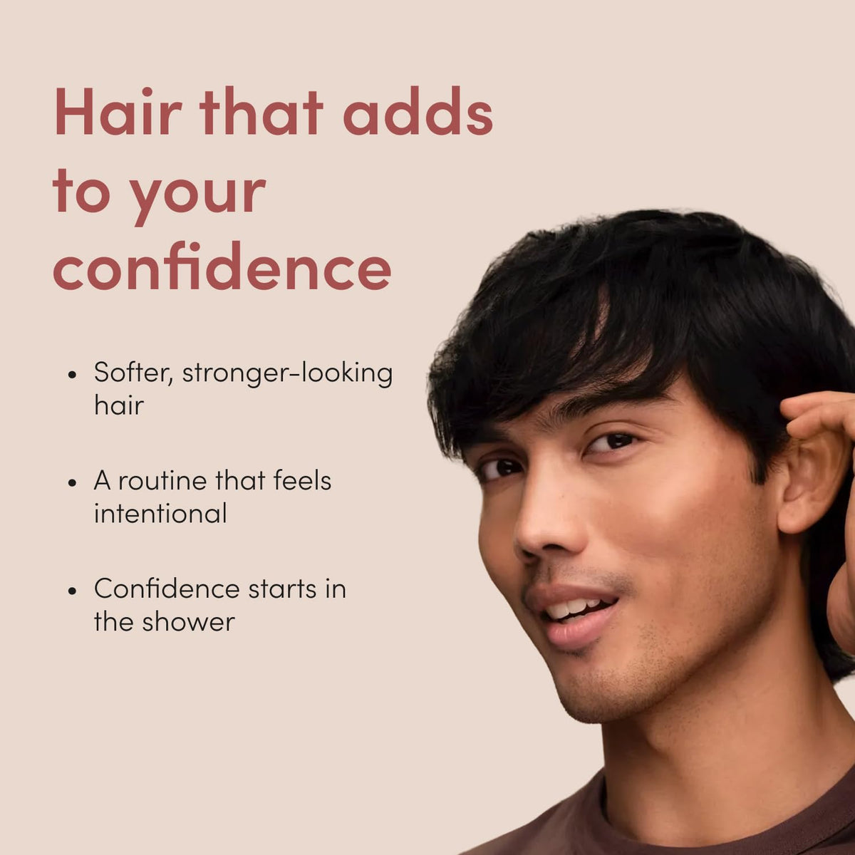 hims bottle styled on bathroom shelf suggests premium routine and confidence benefit