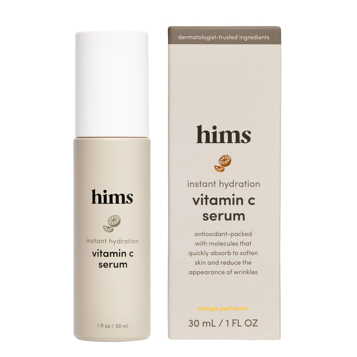 hims front bottle showing label and brightening serum benefits