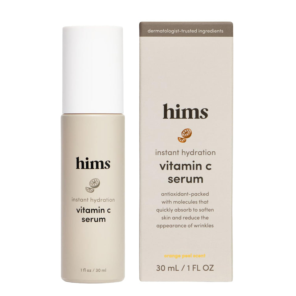 hims front bottle showing label and brightening serum benefits