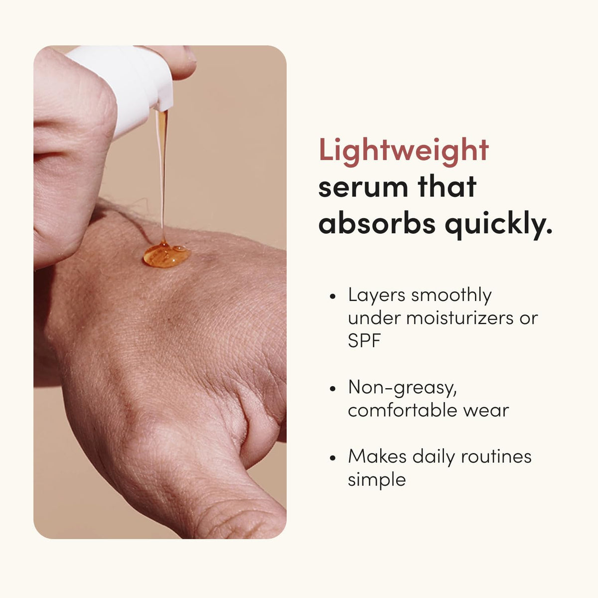 hims bottle in hand to show 1 fl oz size and easy portability