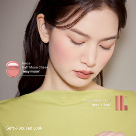 HINCE model wearing ALLURE MOON showing natural dewy cheek glow