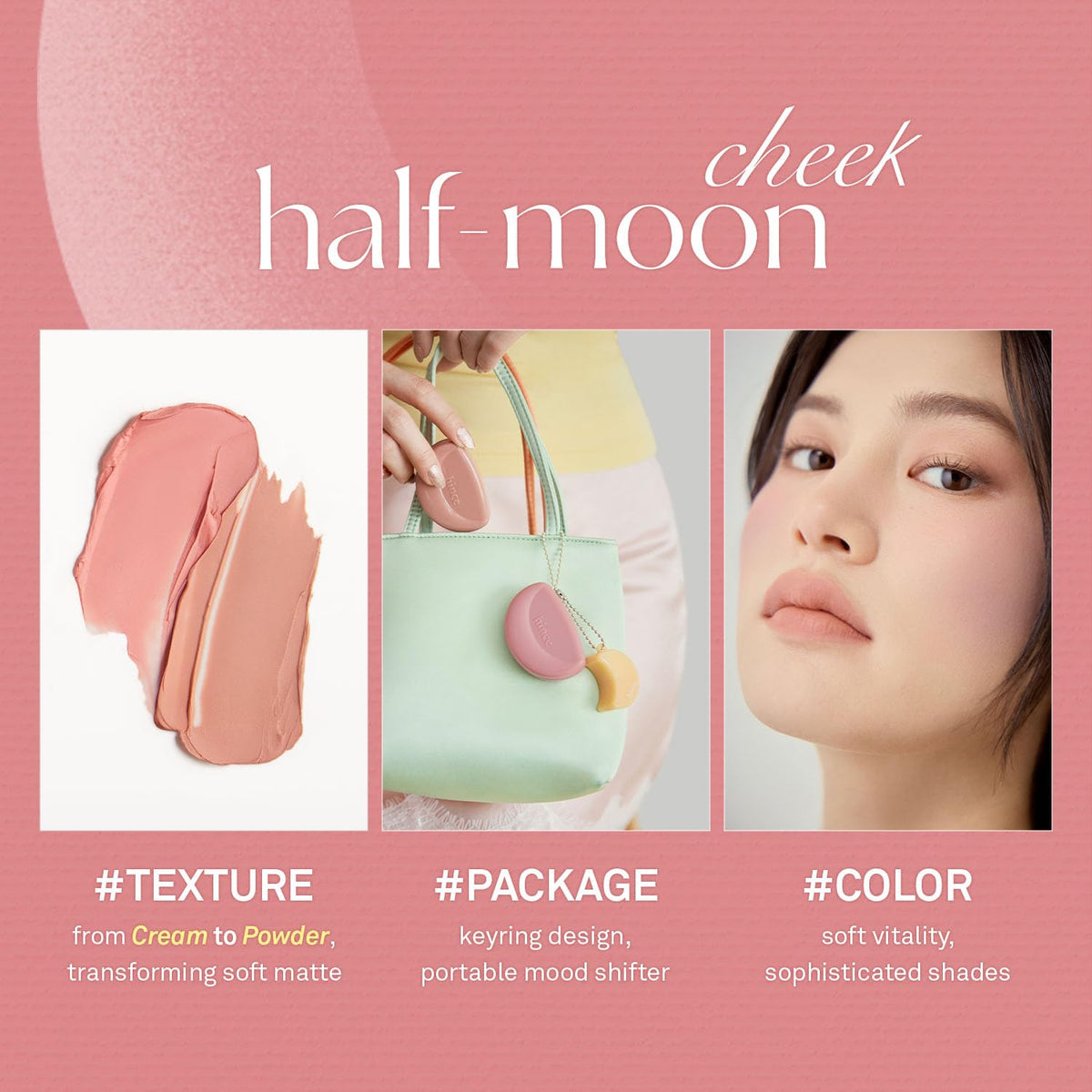 HINCE swatch on forearm showing true 06 ALLURE MOON color payoff