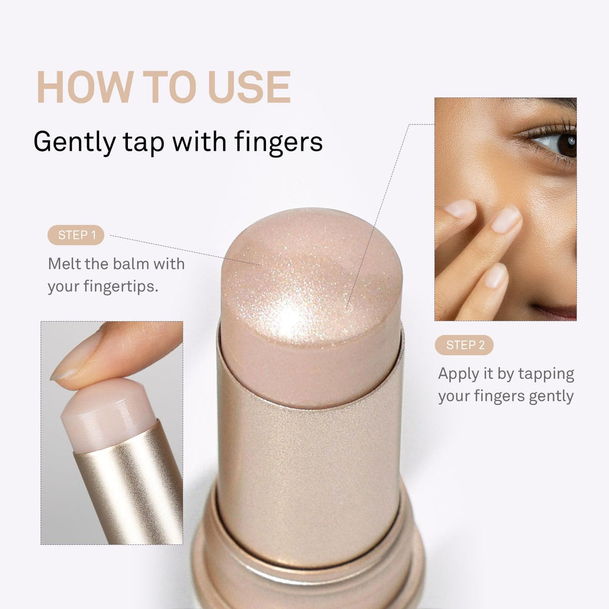 HINCE balm used on lips creating sheer glossy tint and hydration benefit