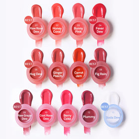 HINCE Raw Glow Dewy Ball on lips application displaying glossy, hydrated finish for instant shine