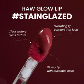 hince texture swipe on skin showing gel-gloss finish and buildable fig-pink payoff
