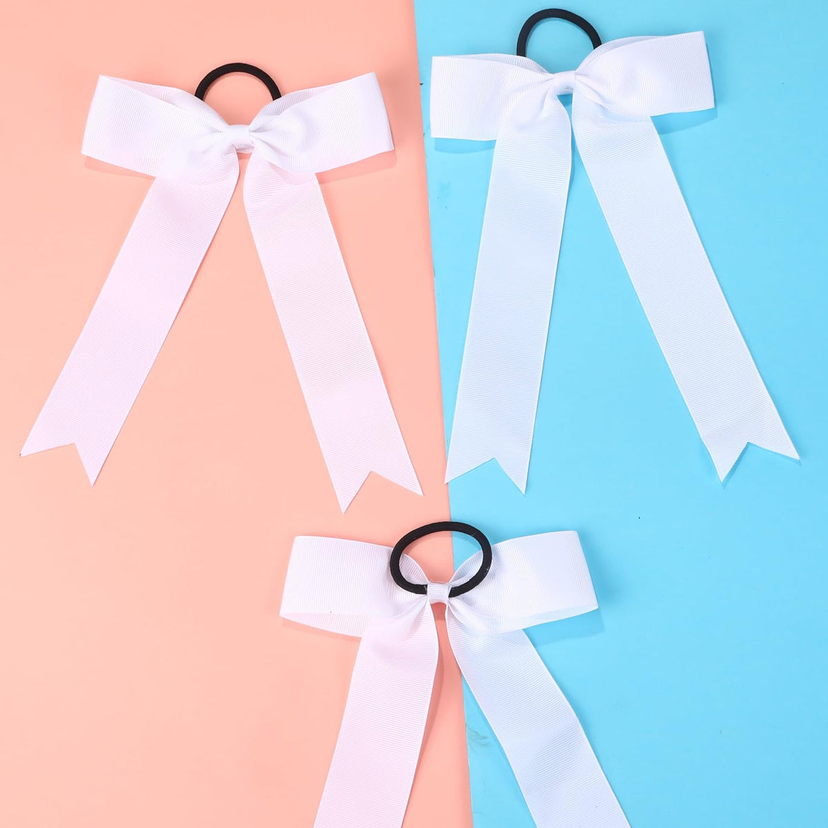 Hipcheer bow worn in a ponytail demonstrating secure fit and active movement