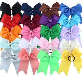 Hipcheer front pack display showing 20 multi-colored bows and vibrant team-ready appeal