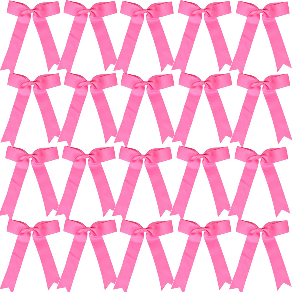 Hipcheer front view of 20 hot-pink bows showing team-ready set and vibrant color