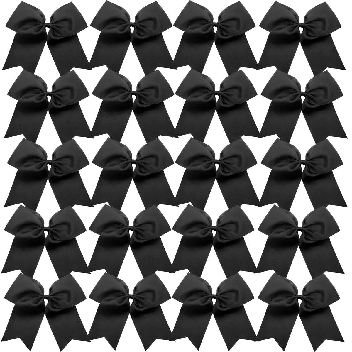 Hipcheer front view of 8-inch black cheer bow pack showing uniform set and packaging benefit