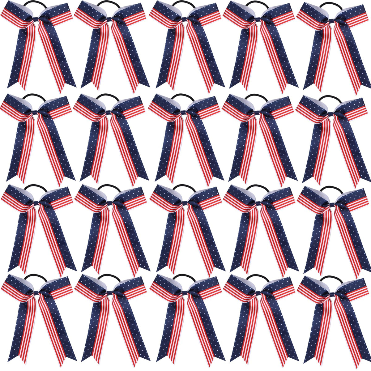 Hipcheer front packaging showing 20 collegiate bows and ready-to-wear convenience