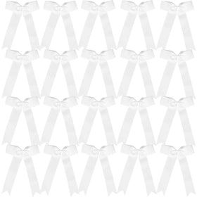 Hipcheer front view of white long-tail bow showing secure elastic hold and bold look