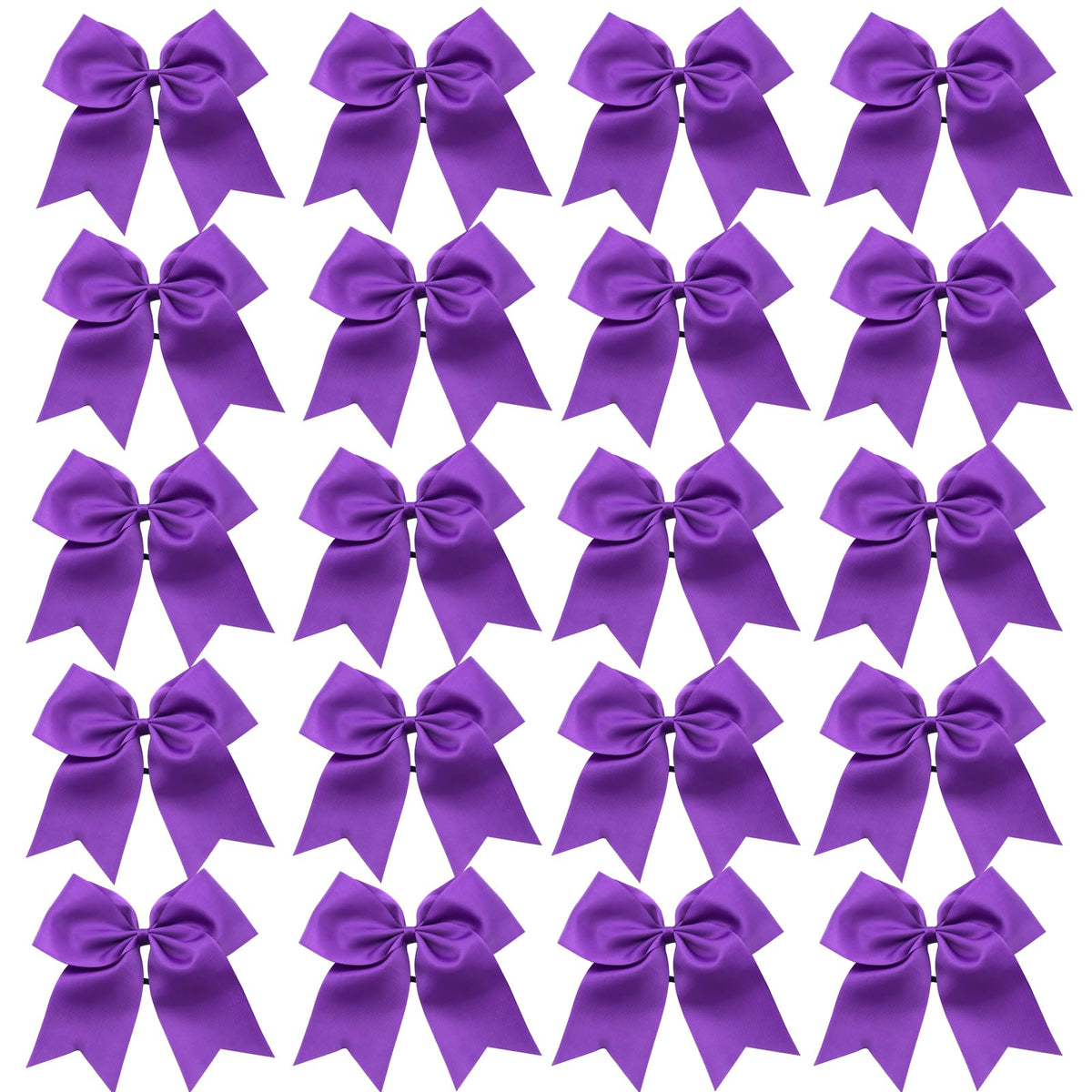 Hipcheer front view of 20 purple bows showing consistent team-ready styling