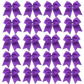 Hipcheer front view of 20 purple bows showing consistent team-ready styling