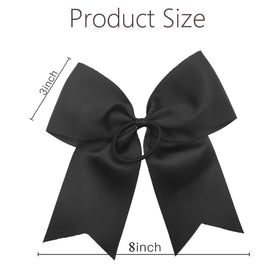 Hipcheer cheerleader wearing black bow in ponytail demonstrating stability during routines