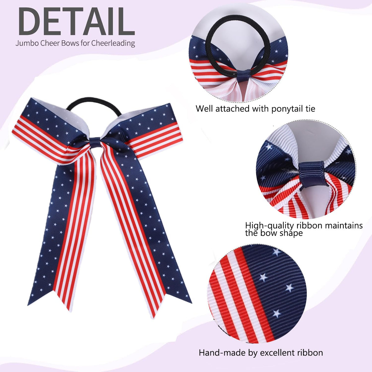 Hipcheer bow beside ruler showing 5.5 by 9 inch size for easy scale