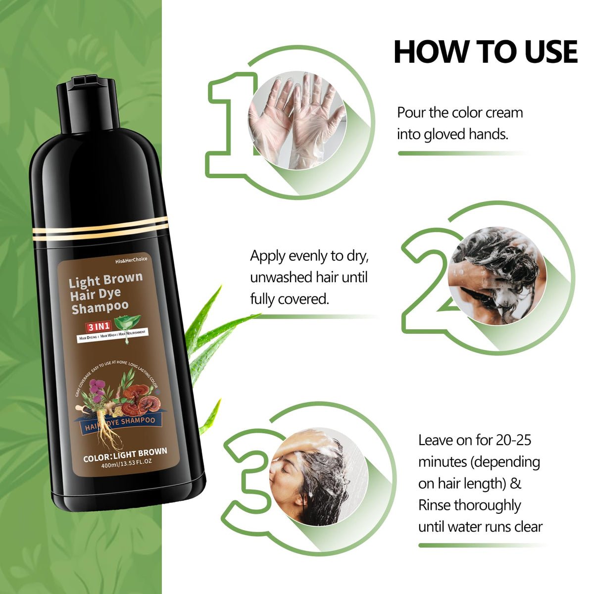 HIS&HERCHOICE lather on hair illustrating gentle cleansing and color