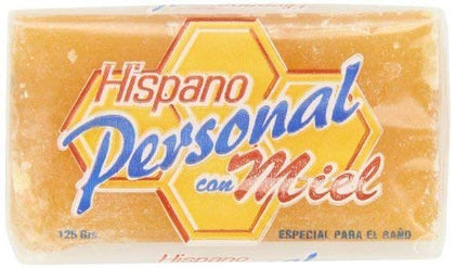 Hispano honey soap front packaging showing 12 bars and moisturizing benefit