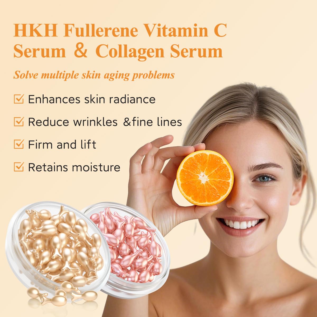 HKH capsule close-up showing silky serum texture for fast absorption