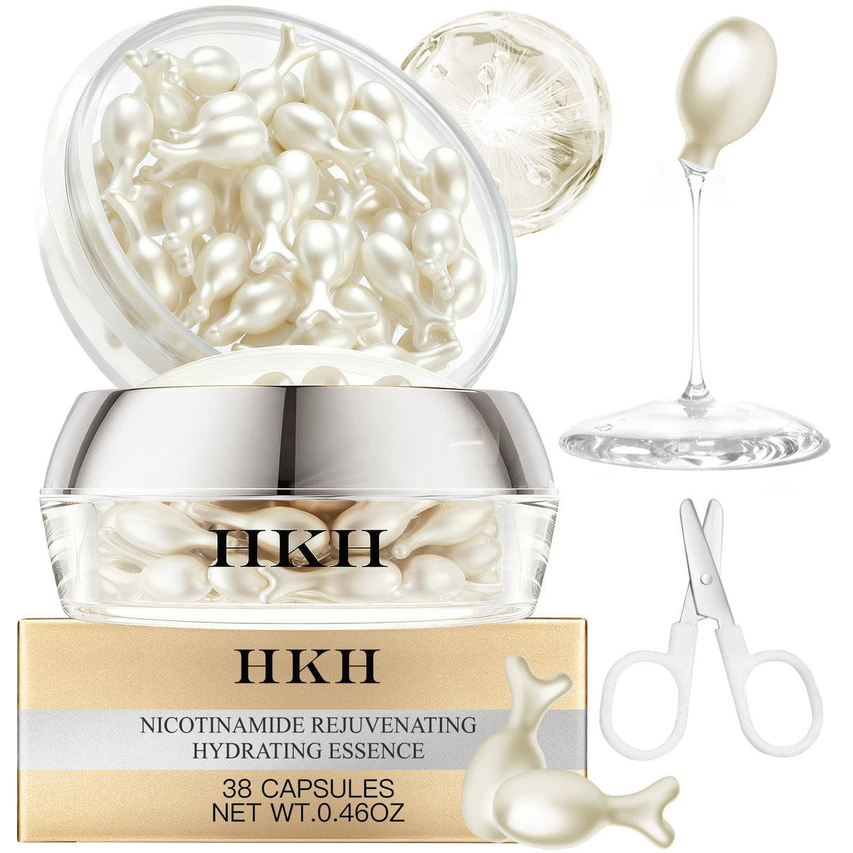HKH front packaging showing 38 capsules and product benefits