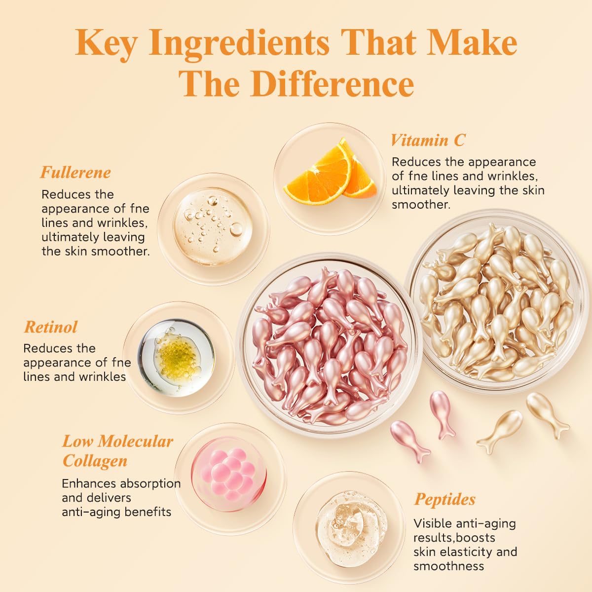 HKH vitamin C capsule opened with serum drop for brightening benefits