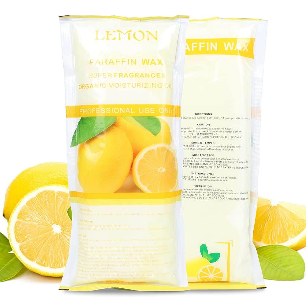 HLead close-up of lemon paraffin wax beads texture for easy melting benefit