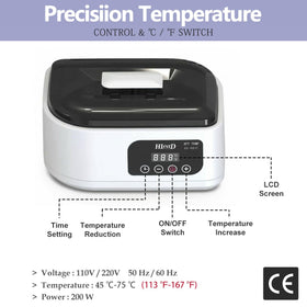 HLead touchscreen control panel closeup showing precise temperature and timer controls