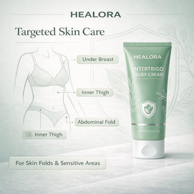 Hlonns Healora applied under breast illustrating reduced friction and comfortable fit