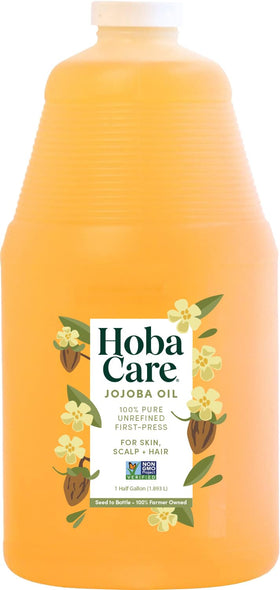 HobaCare front bottle view showing label and half-gallon size benefit