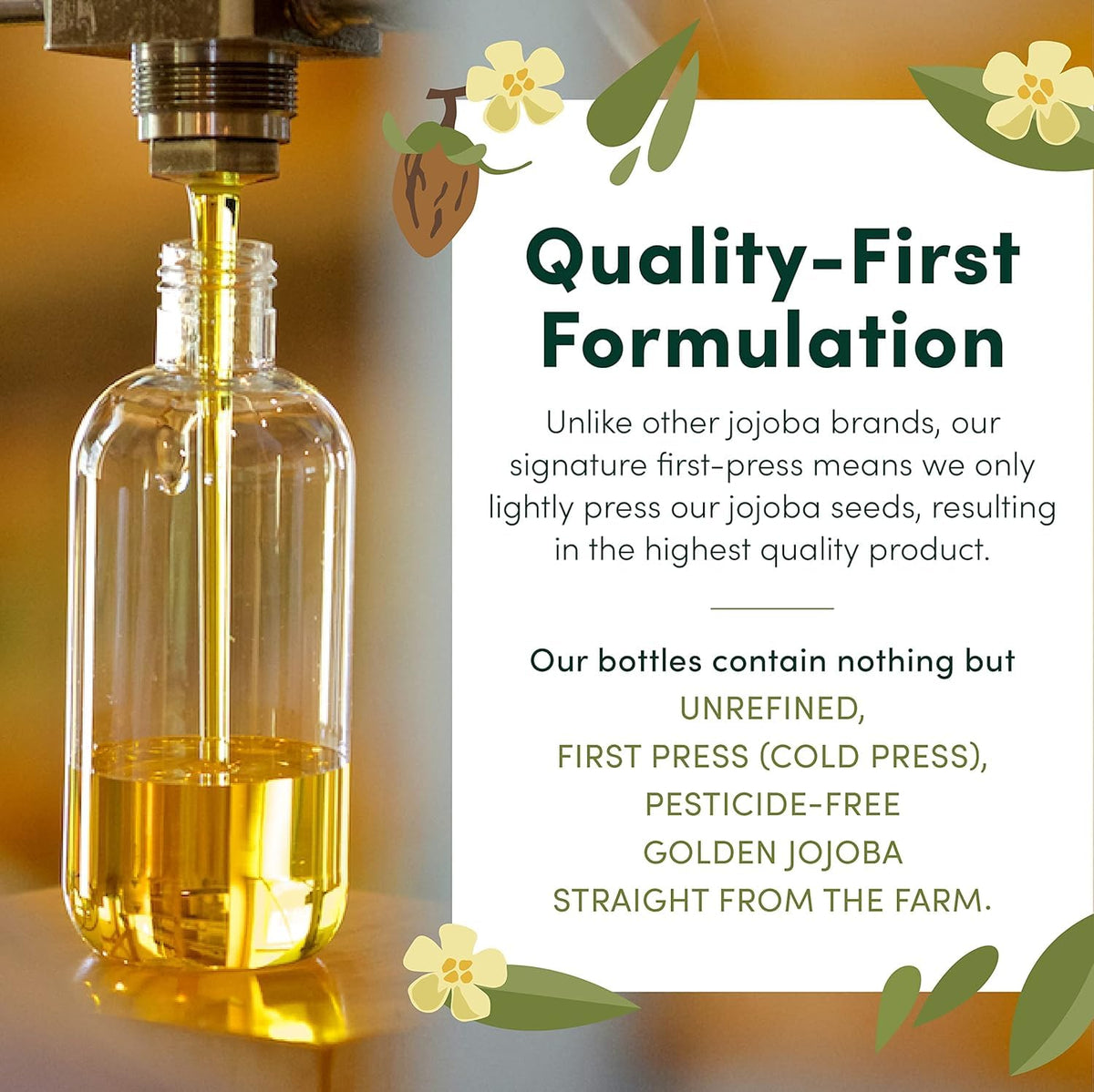 Close-up of HobaCare jojoba oil texture highlighting lightweight absorption