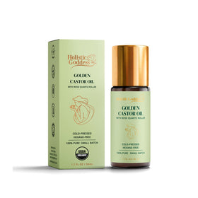 Holistic Goddess roll-on front view showing amber bottle for protected oil