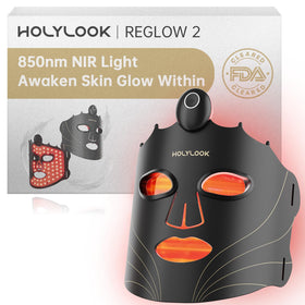 HOLYLOOK front view of LED mask showing full-face coverage and even light delivery