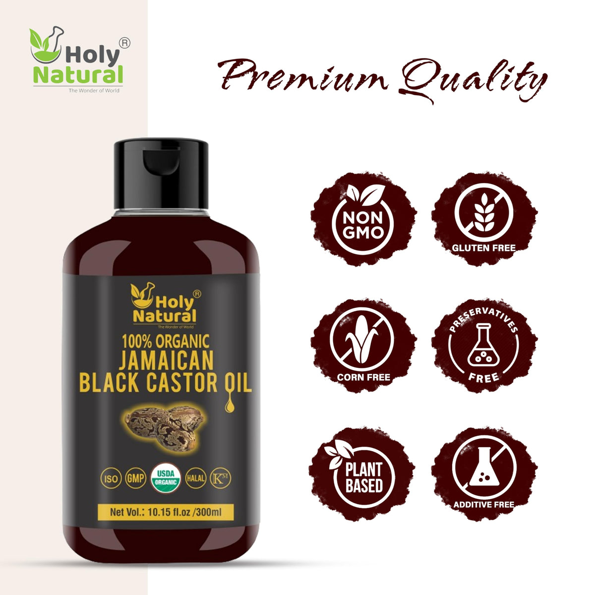 Holy Natural on bathroom shelf suggesting daily routine and natural beauty